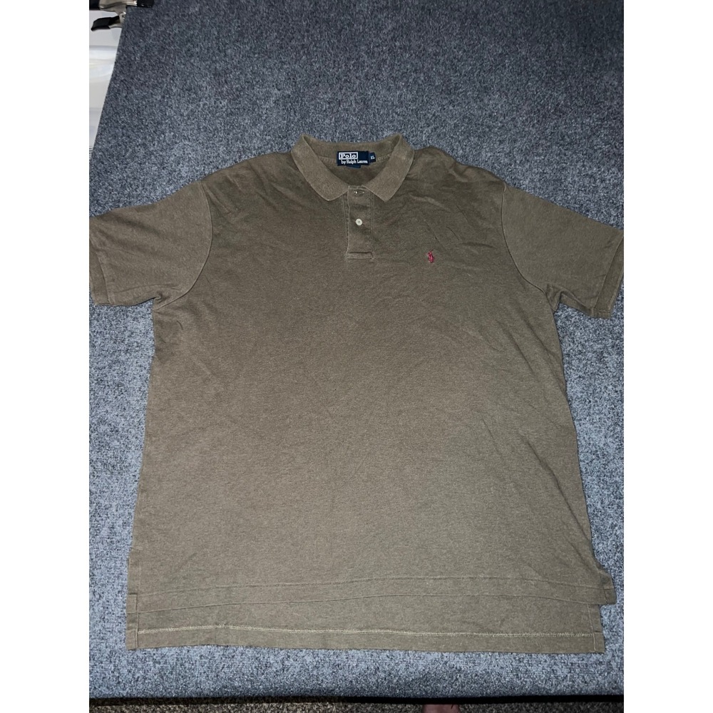 Polo Ralph Lauren Mens XL Brown Olive Short Sleeve Cotton Polo Shirt Red Pony